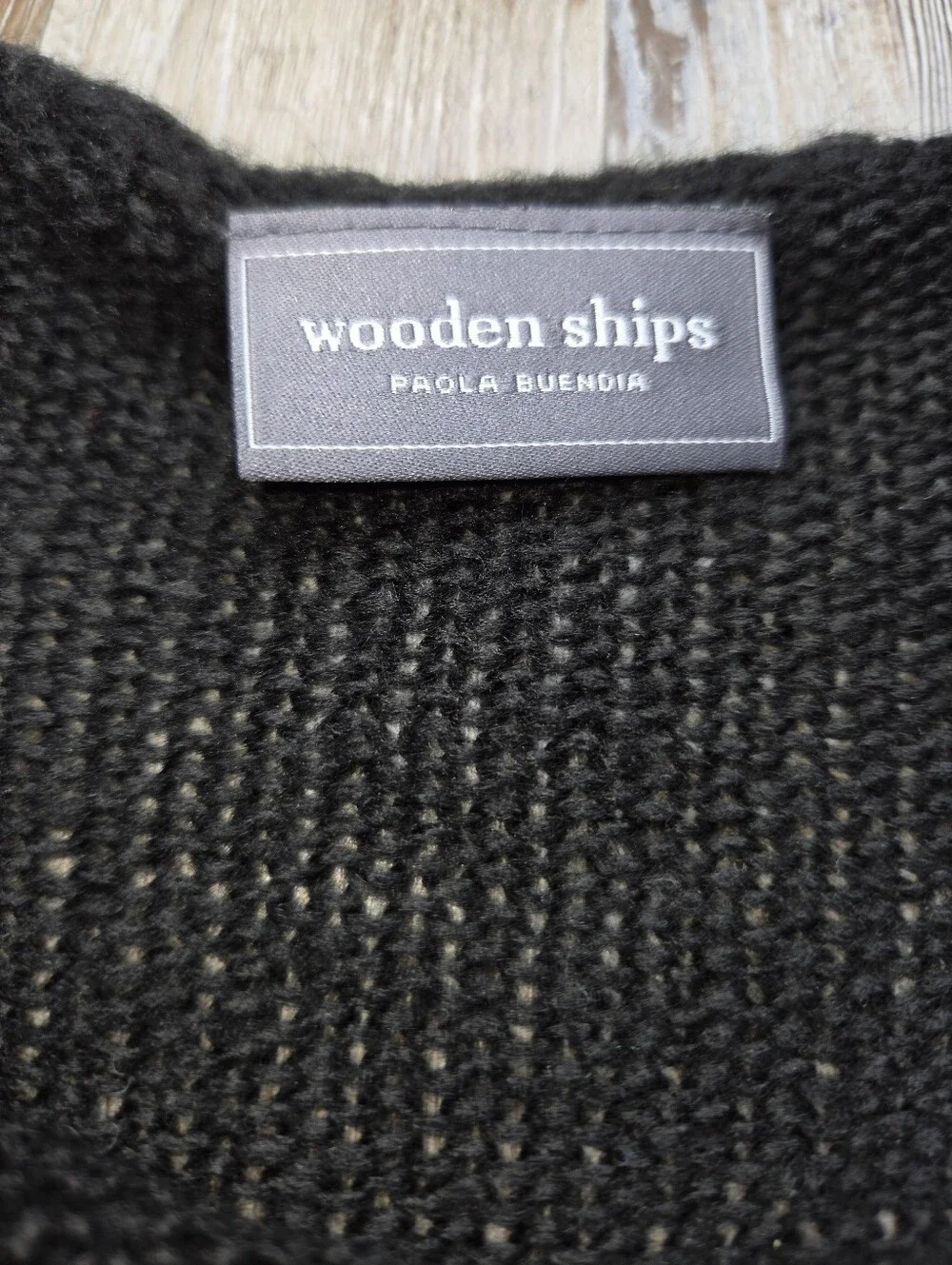 Wooden Ships Paola Buendia Champagne Please Lightweight Black Sweater XS